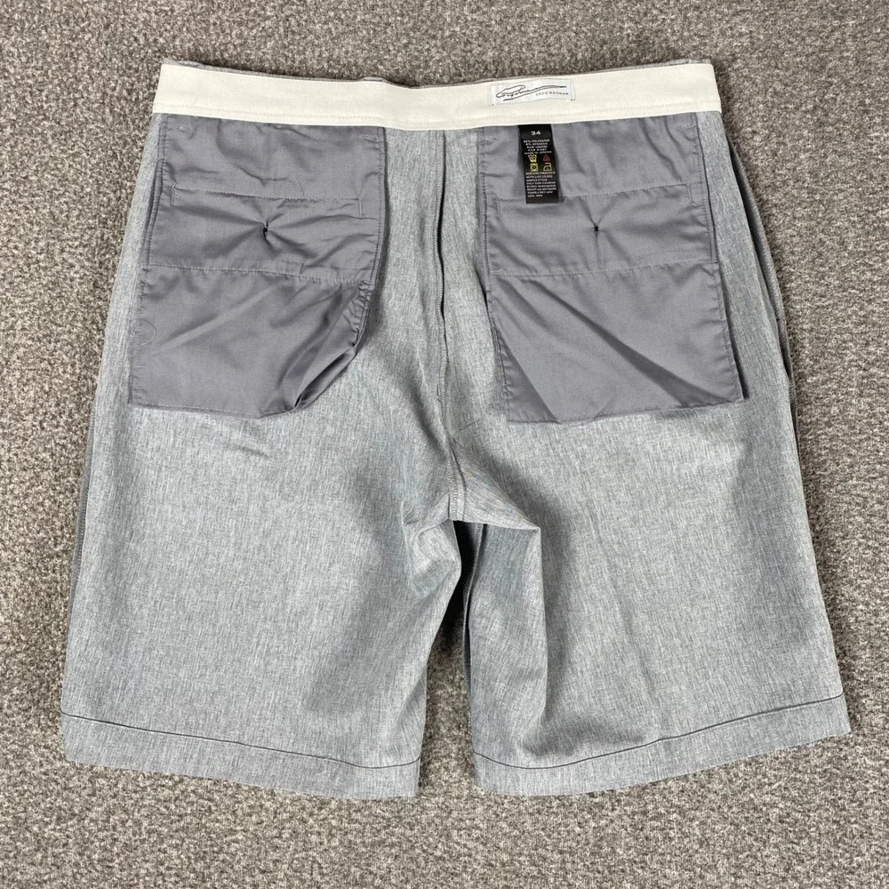 New Greg Norman Mens Golf Shorts 34 Grey Stretch Performance Flat‎ Front Active